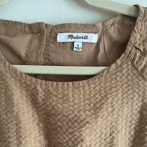 Madewell Seersucker Puff-Sleeve Cutout Mini Dress Medium